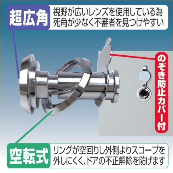 ドアスコープ 玄関 のぞき穴 超広角 空転式 視界180度 ドアの横にいる