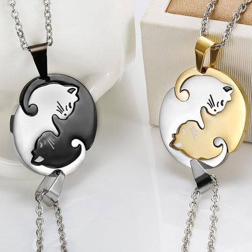 猫モチーフペアネックレス パズルネックレス ペアアクセサリー カップル お揃い モノクロ キャット プレゼント Zvpa1814 ワールドトレンド オンライン 通販 Yahoo ショッピング