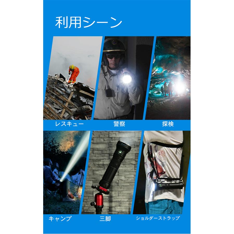 WUBEN【A9】フラッシュライトCREE社製「XHP70.2 LED」 12000lm 充電式 IP68 最強 爆光 強輝度 強力 防災グッズ 懐中電灯アウトドア 探索 登山 釣り 防災 | WUBEN | 18