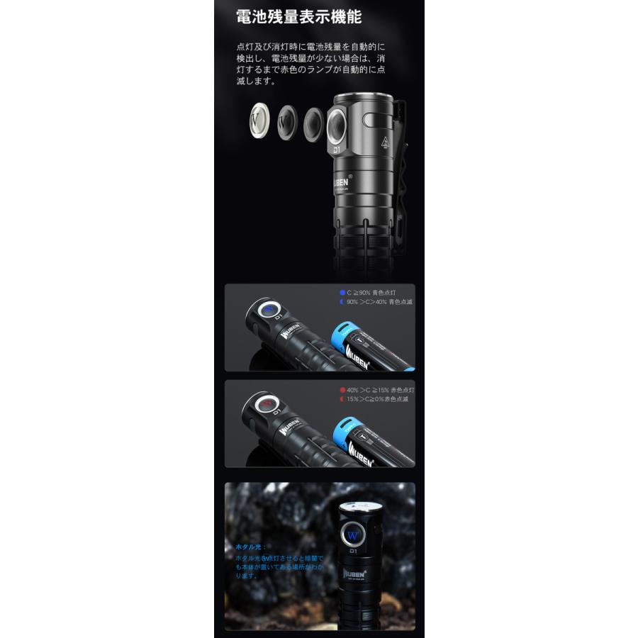 WUBEN D1 懐中電灯 1100ルーメン18650リチウムイオン給電機能搭載 D1|製品情報｜LEDのフラッシュライト,懐中電灯,自転車ライト販売