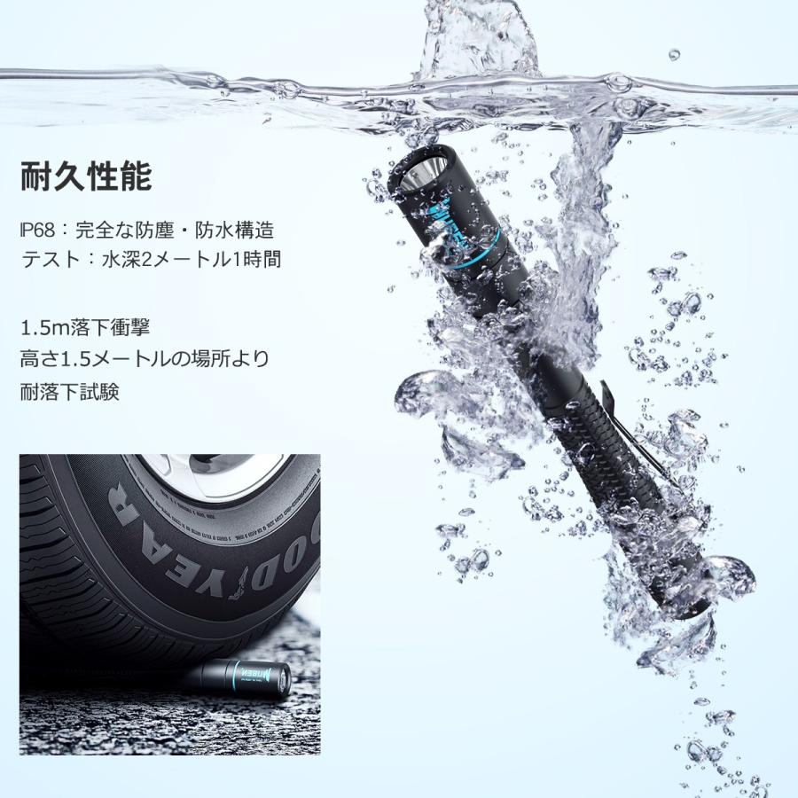 WUBEN【 E19B】ペンライト懐中電灯【日亜化学 219C】 200LM 小型  医療用 メディカル 看護師用 介護用  高CRI 防水IP68 単四電池使用 | WUBEN | 10