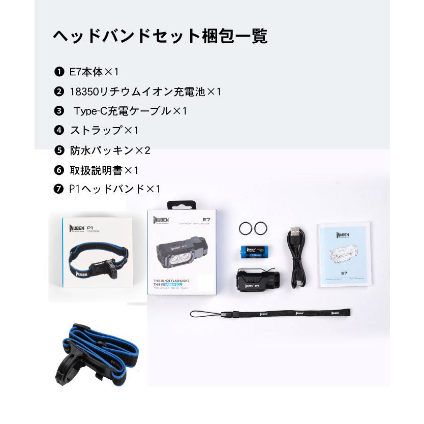 【WUBEN】【E7】ヘッドライト、ハンディライト兼用 超小型軽量 LED懐中電灯 led フラッシュライト 明るさ最大1800ルーメン[TYPE-C充電] | WUBEN | 22