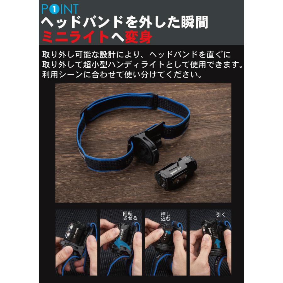 【WUBEN】【E7】ヘッドライト、ハンディライト兼用 超小型軽量 LED懐中電灯 led フラッシュライト 明るさ最大1800ルーメン[TYPE-C充電] | WUBEN | 07