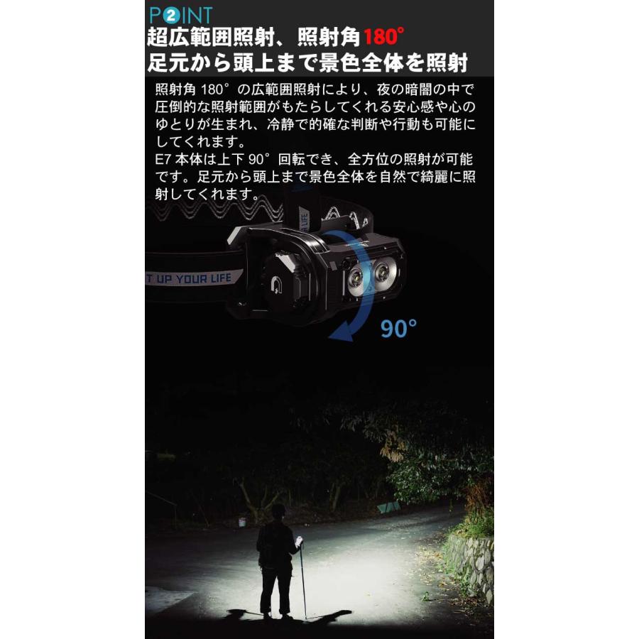 【WUBEN】【E7】ヘッドライト、ハンディライト兼用 超小型軽量 LED懐中電灯 led フラッシュライト 明るさ最大1800ルーメン[TYPE-C充電] | WUBEN | 08