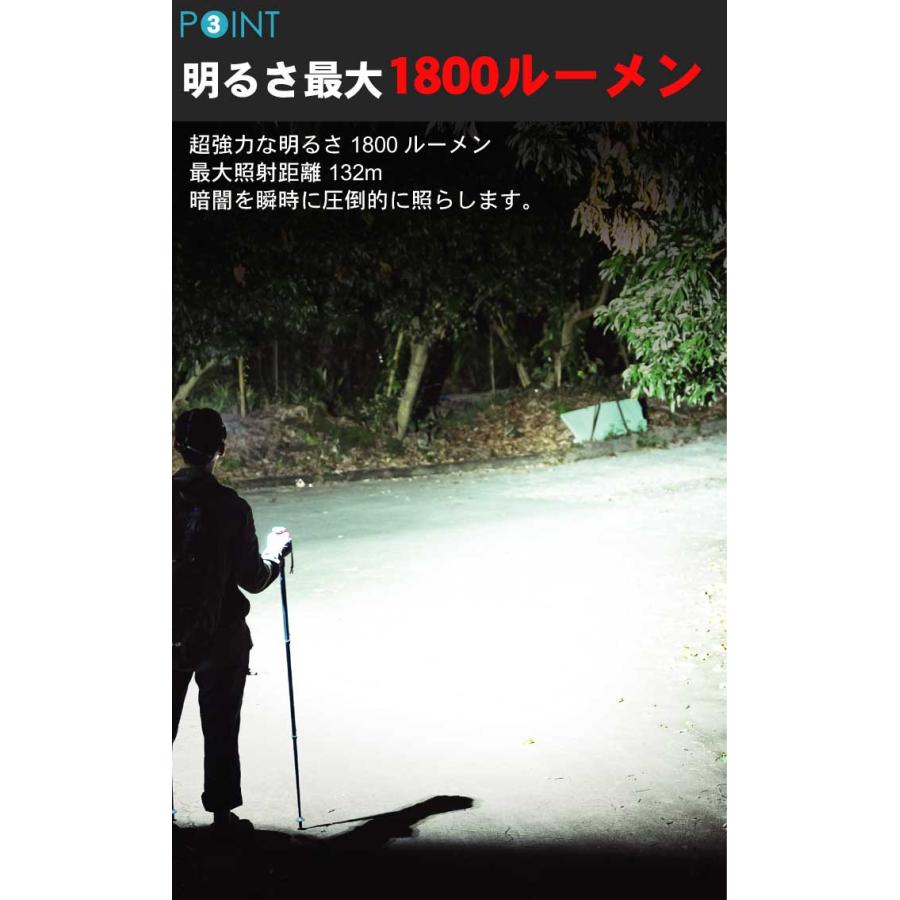 【WUBEN】【E7】ヘッドライト、ハンディライト兼用 超小型軽量 LED懐中電灯 led フラッシュライト 明るさ最大1800ルーメン[TYPE-C充電] | WUBEN | 09