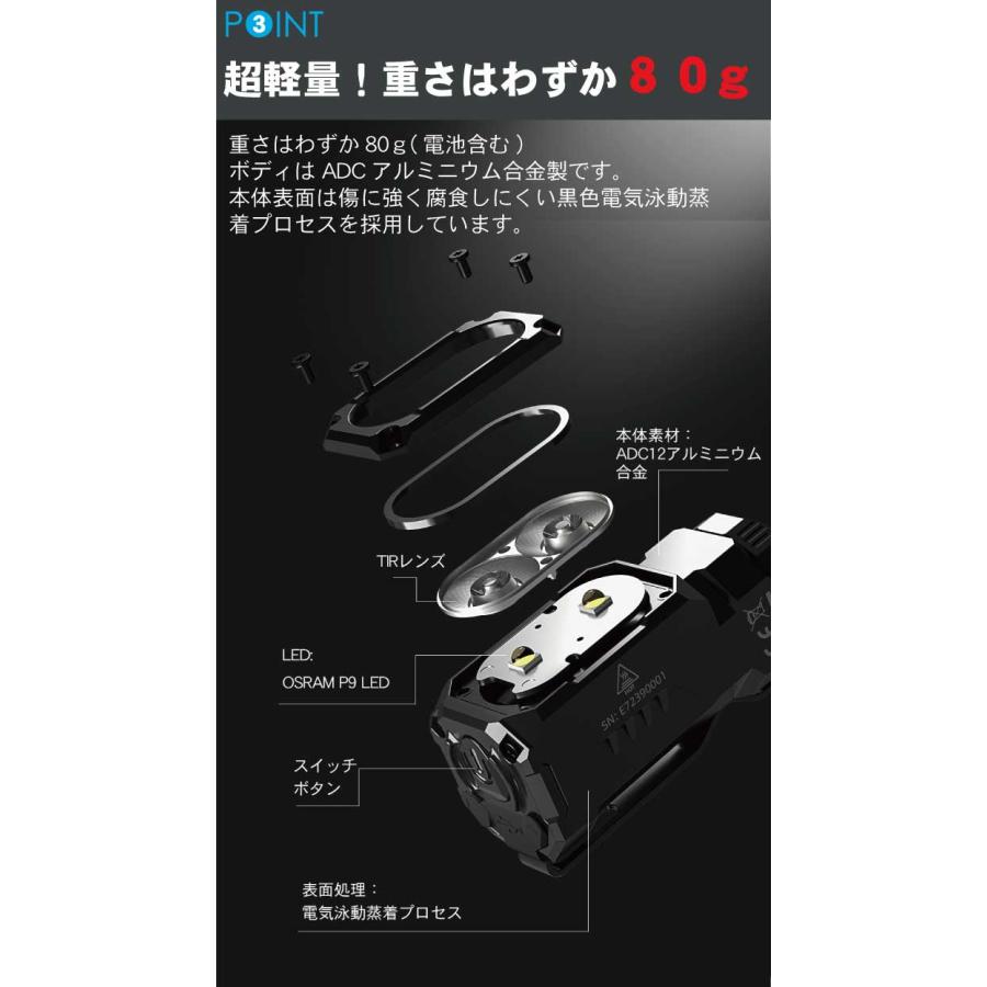 【WUBEN】【E7】ヘッドライト、ハンディライト兼用 超小型軽量 LED懐中電灯 led フラッシュライト 明るさ最大1800ルーメン[TYPE-C充電] | WUBEN | 12