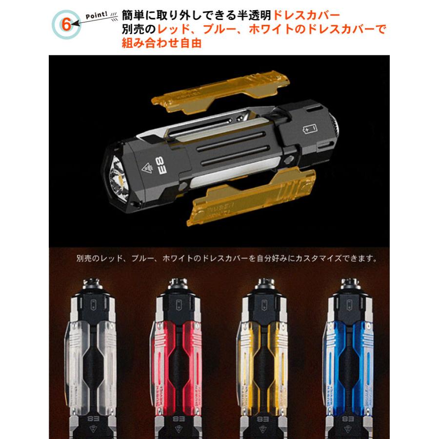 【WUBEN】【E8】超小型軽量 EDC LED懐中電灯 ledハンディライト フラッシュライト 明るさ最大1300ルーメン[TYPE-C充電] |  | 10
