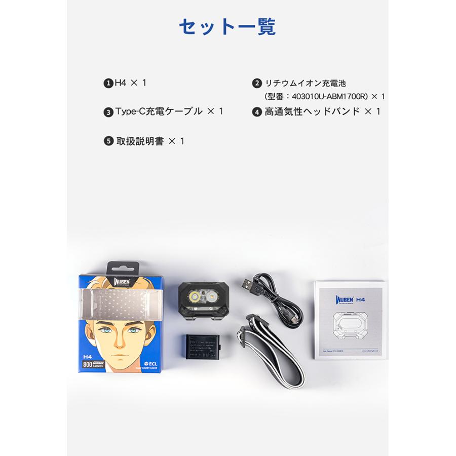 【WUBEN】【H4】超小型 LED懐中電灯 ledヘッドライト フラッシュライト 明るさ最大800ルーメン[ワイド&スポットデュアルLED]北海道　沖縄送料別途330円 | WUBEN | 16