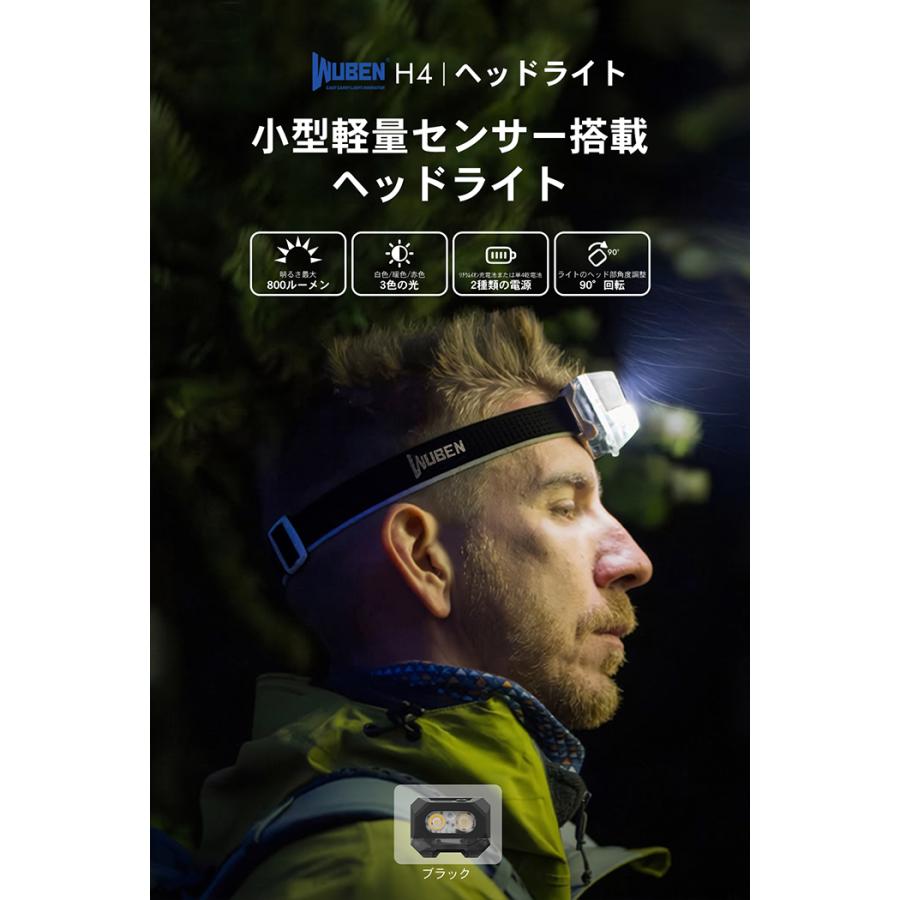 【WUBEN】【H4】超小型 LED懐中電灯 ledヘッドライト フラッシュライト 明るさ最大800ルーメン[ワイド&スポットデュアルLED]北海道　沖縄送料別途330円 | WUBEN | 03