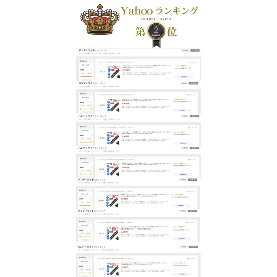 【爆買】UrFlamp(ユーフランプ)【V6】フラッシュライト1300LM充電式 防水 明るい ハンディライト 充電池 懐中電灯LED アウトドア 防犯WUBEN(株)カスタム |  | 03