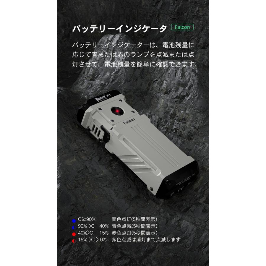 WUBEN X1 ライトグレー】 LED充電式フラッシュライト 明るさ最大