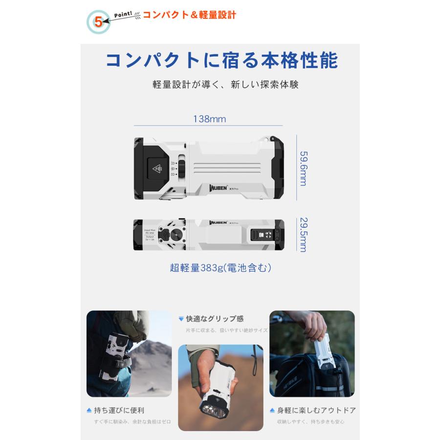 爆買】【WUBEN】【X1Pro】 LED懐中電灯 ledハンディライト フラッシュ