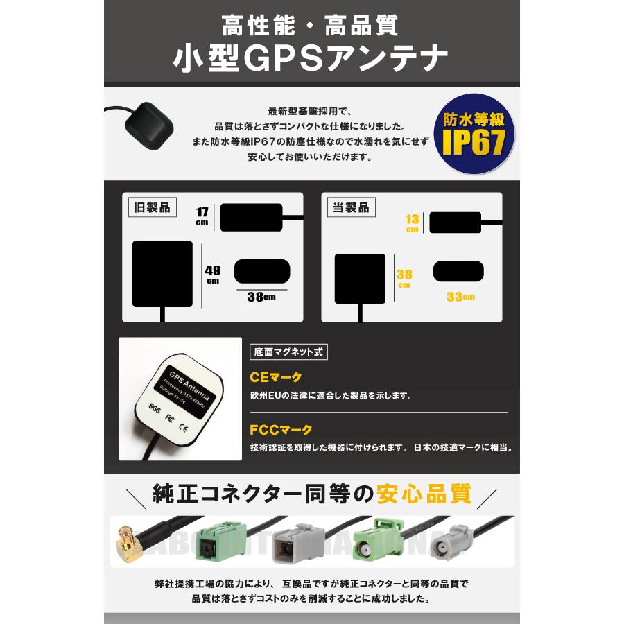 イクリプス ECLIPSE AVN339M 用 GPSアンテナ 100日保証付 据え置き型 ナビ 受信 高感度 地デジ 車載 アンテナケーブル コード 純正同等|wvdjp45248|03