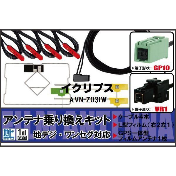 フィルムアンテナ ケーブル 地デジ ワンセグ フルセグ イクリプス ECLIPSE DTVF12 同等品 AVN-Z03iW VR1 高感度 汎用 受信 ナビ
