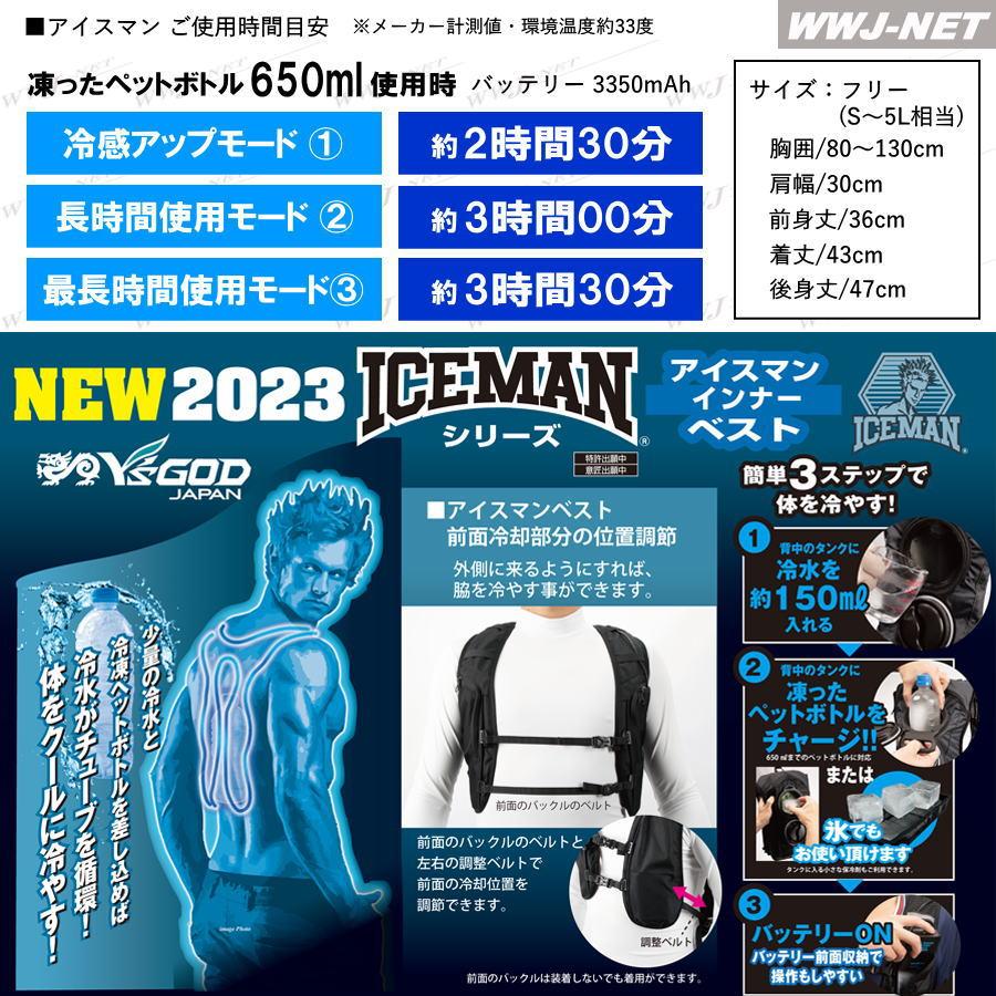 水冷ベスト 2023新作 アイスマン2ベスト SET ICM2-BLV-SET 水冷