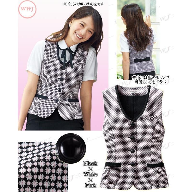 事務服 花のように見えるドット柄で上品スイートスタイル ベスト