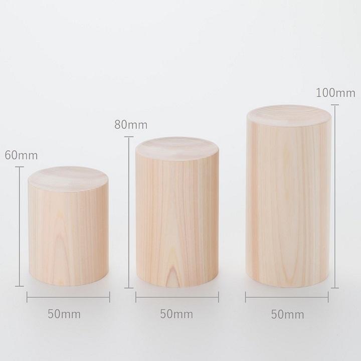 アロマディッシュ ヒノキ  S/M/Lサイズ 3個セット アロマ 北欧 丸型 円柱 ハンドメイド 岡山県産ヒノキ 日本製 アロマオイル プレゼント アロマストーン WYの画像