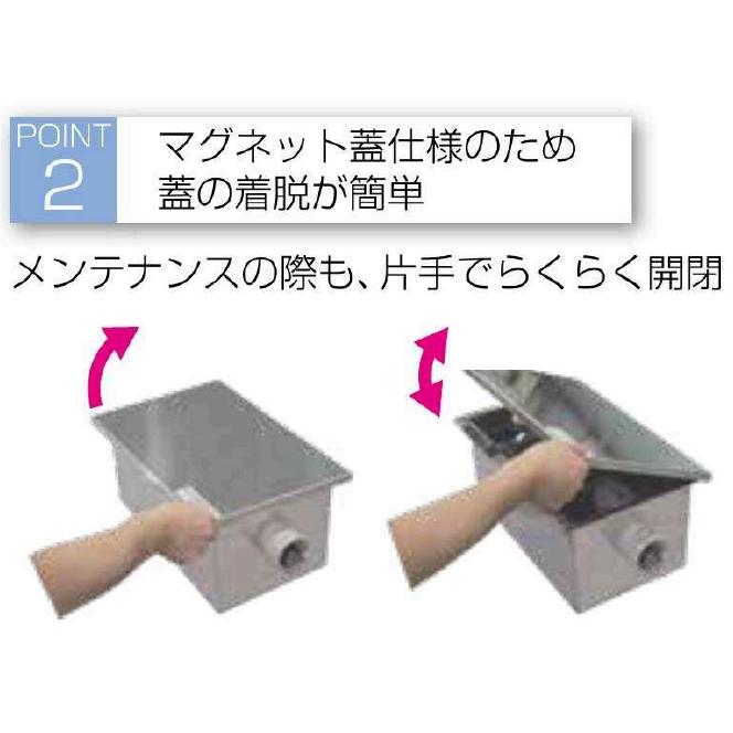 ホーコス ステンレス製 床置 シンク下用グリース阻集器 GS3-N30F 外寸 