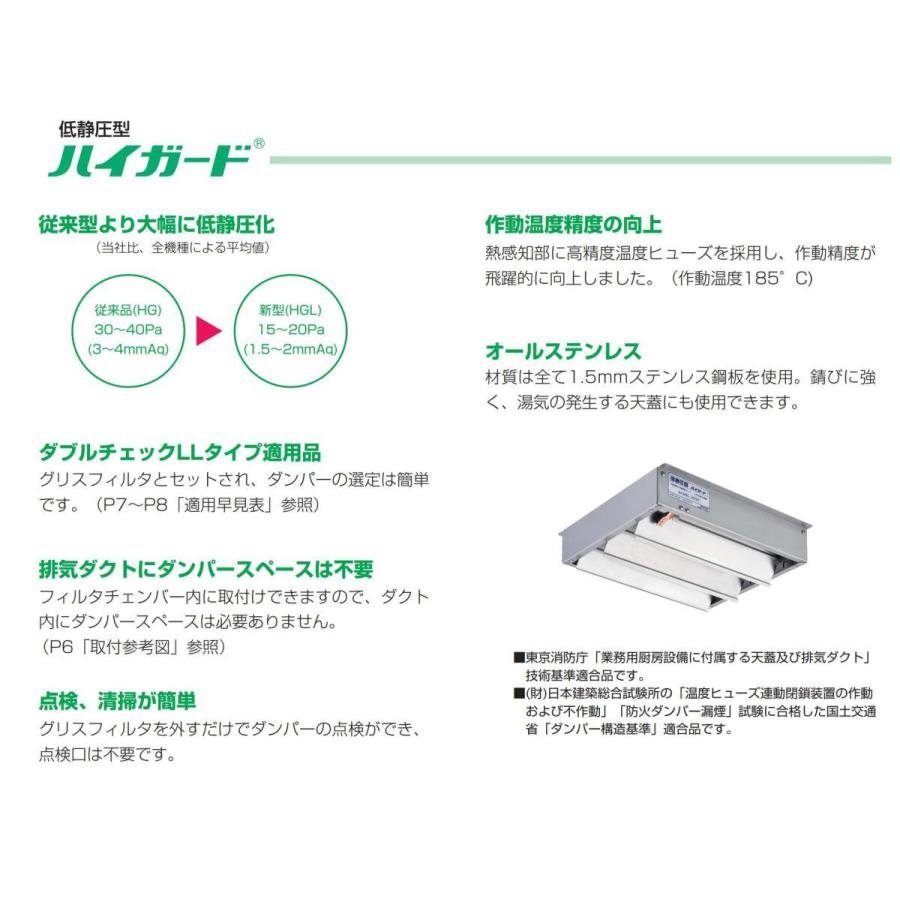 クラコ ハイガード HGL-2015 ダブルチェック 低静圧型厨房用防火風量