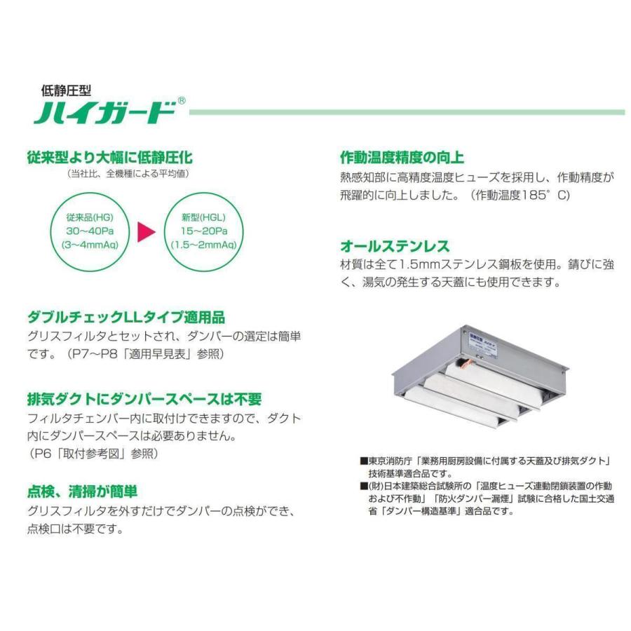 クラコ ハイガード HGL-4015 ダブルチェック 低静圧型厨房用防火風量