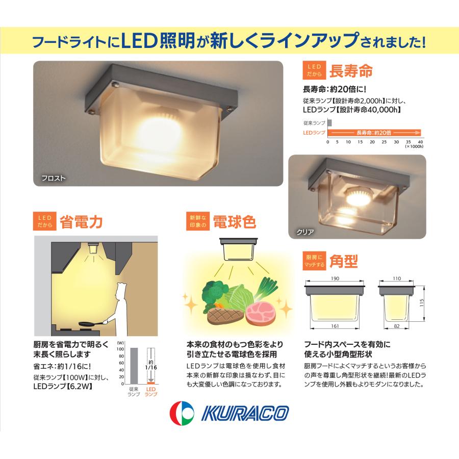 クラコ フードライト LEDタイプ HLD-100C (クリア) 厨房用耐熱耐湿型