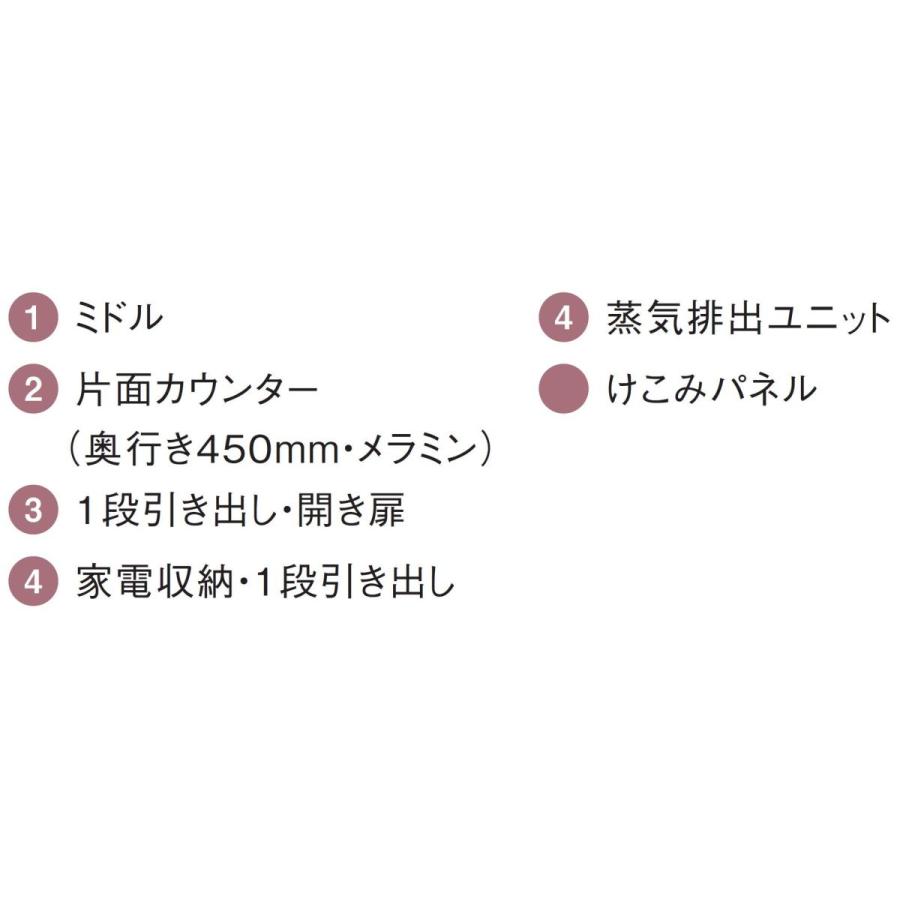 TOTO　システムキッチン　ミッテ　間口1800　高さ2350　キッチン周辺ユニット　壁付収納　奥行き450　家電・カウンタープラン