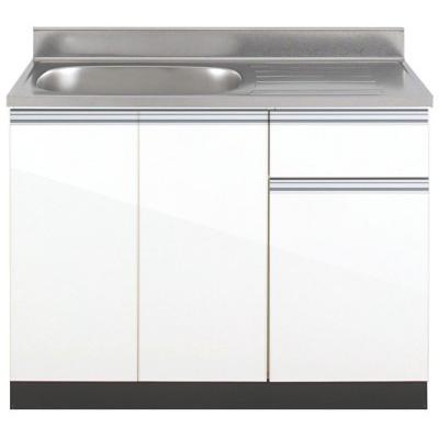 エリア限定配送無料 流し台単体KW-1050 アイオ産業 標準鏡面扉スノー