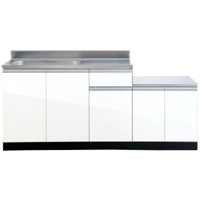 エリア限定配送無料 ガス台付流し台 KW-1800SG アイオ産業 標準鏡面扉