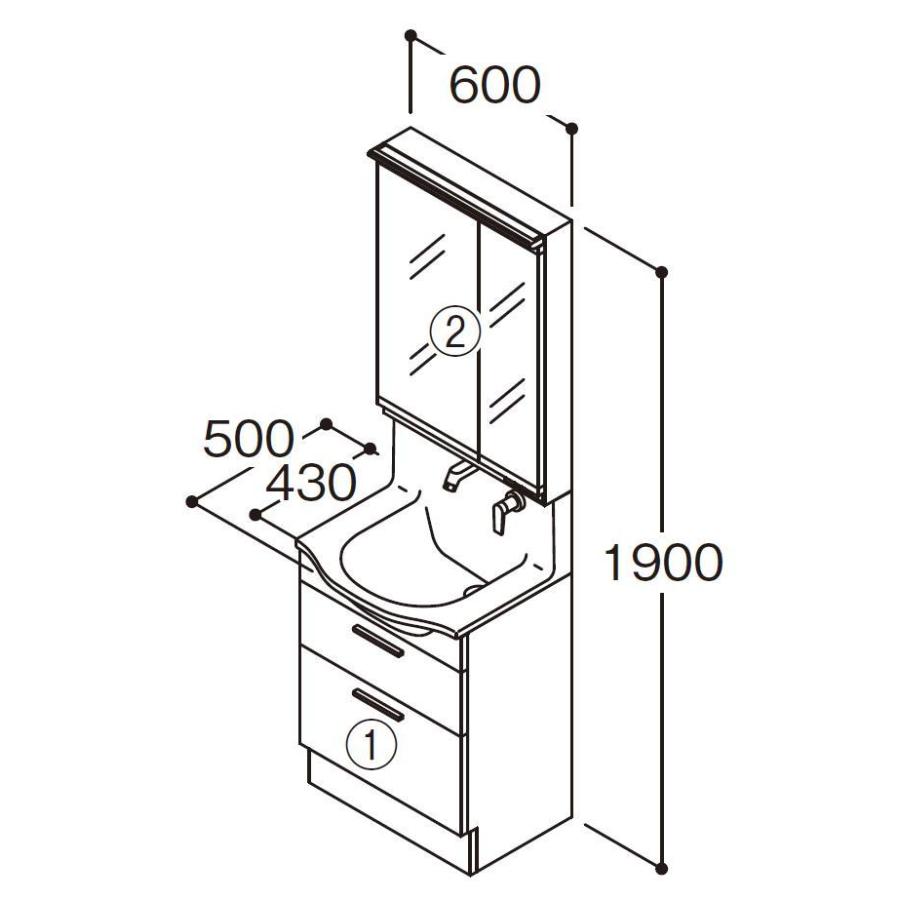 オクターブ（TOTO） 送料無料 TOTO 洗面化粧台2点セット オクターブ