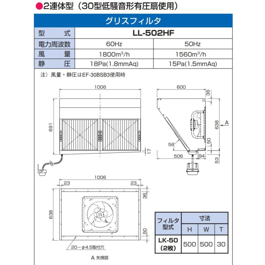 クラコ グリスフィルタ LL-502HF ダブルチェック LLタイプ 2連 クラコ グリスフィルタ LL-502HF ダブルチェック LLタイプ 2連
