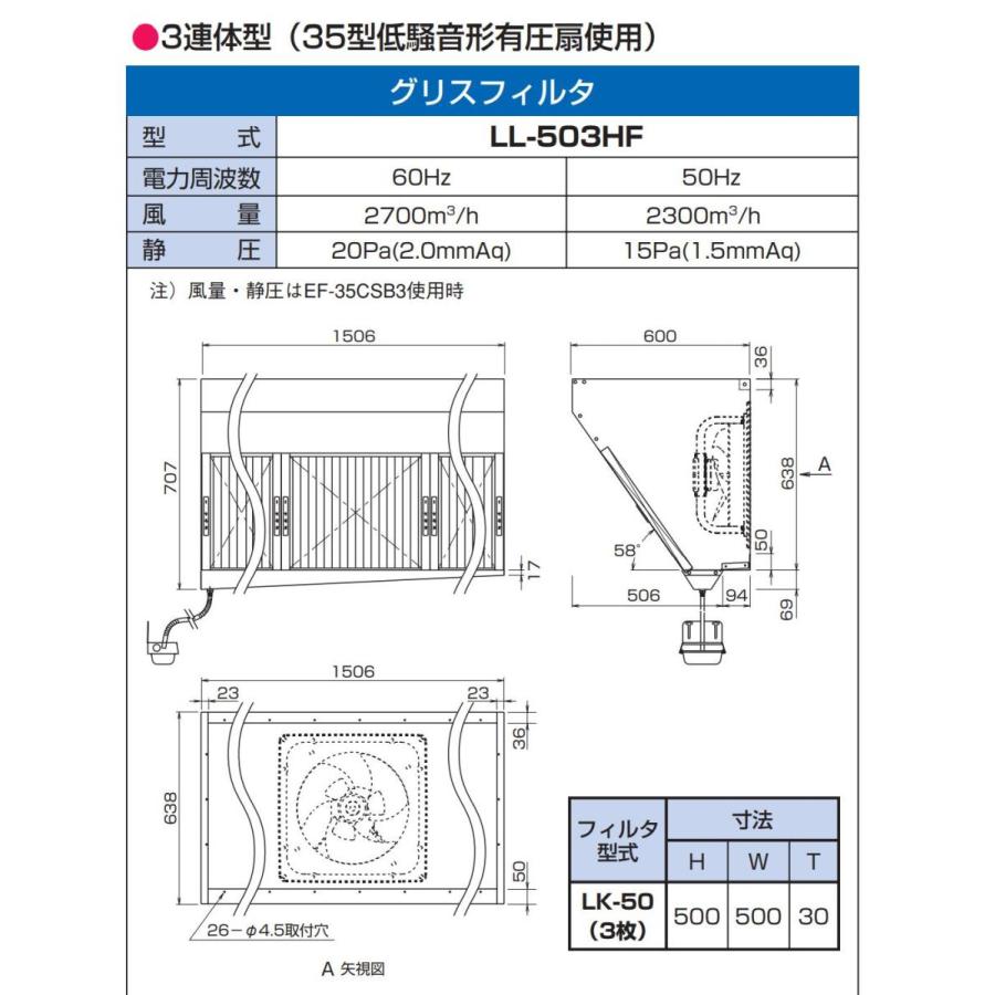 クラコ グリスフィルタ LL-503HF ダブルチェック LLタイプ 3連体型 低