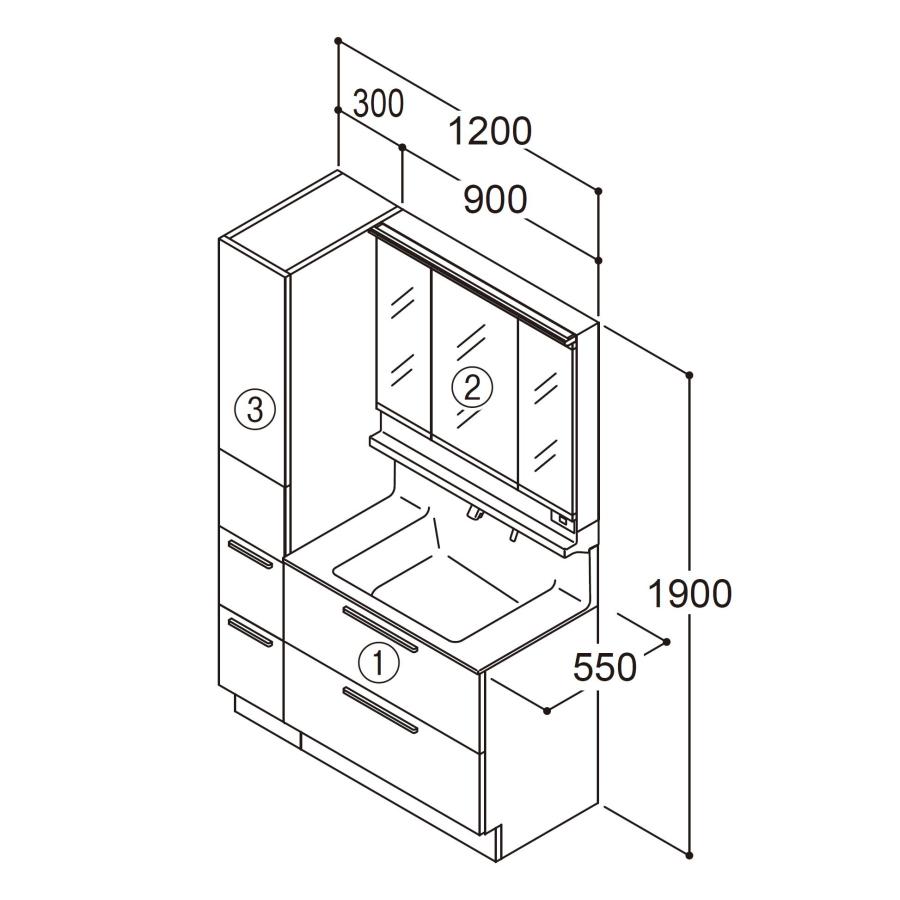 オクターブ（TOTO） 送料無料 TOTO 洗面化粧台3点セット オクターブ