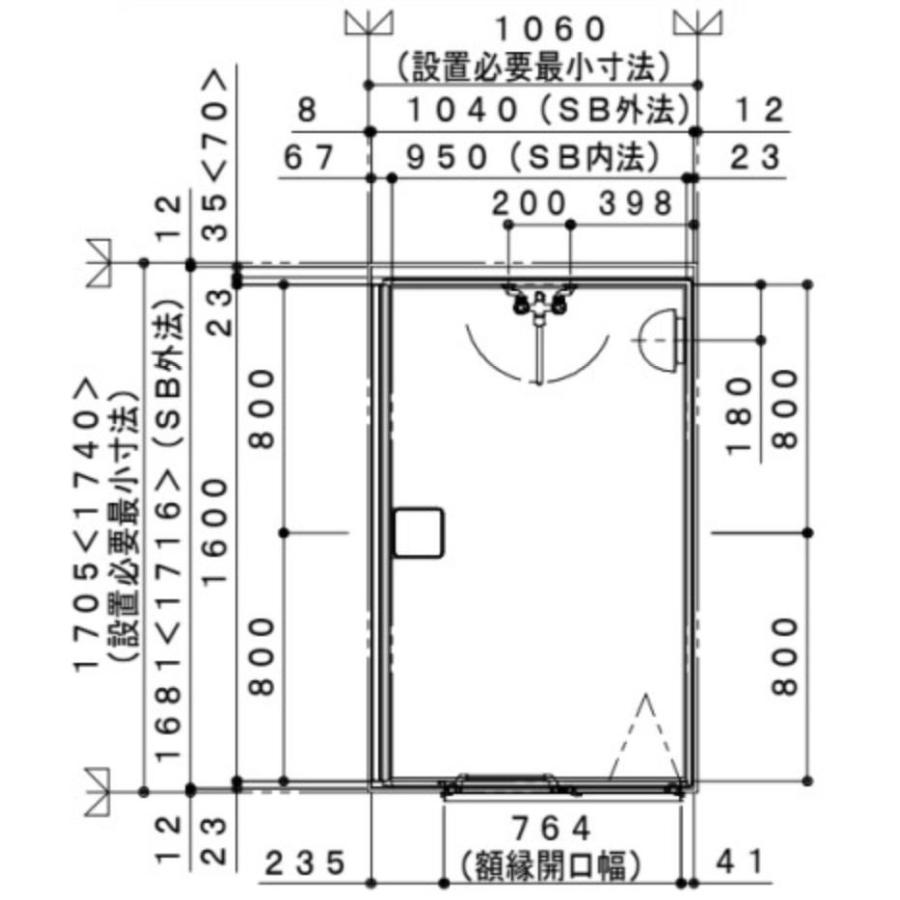 ハウステック シャワールーム RJS1016サイズ 内法寸法:D1000 ハウステック シャワールーム RJS1016サイズ 内法寸法:D1000