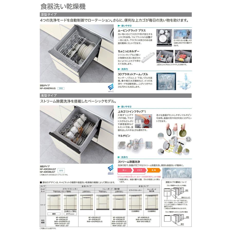 LIXIL（リクシル） 送料無料 シエラS 壁付I型 スライドストッカープラン 間口1950mm 奥行650mm 食器洗い乾燥機付 システム ...