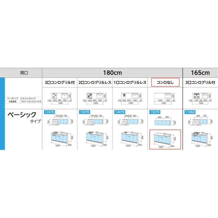 送料無料 LixiL Tio ティオ 壁付I型 W1800mm ベーシック 下台タイプ コンロなし コンパクトキッチン システムキッチン オプション対応 メーカー直送_1