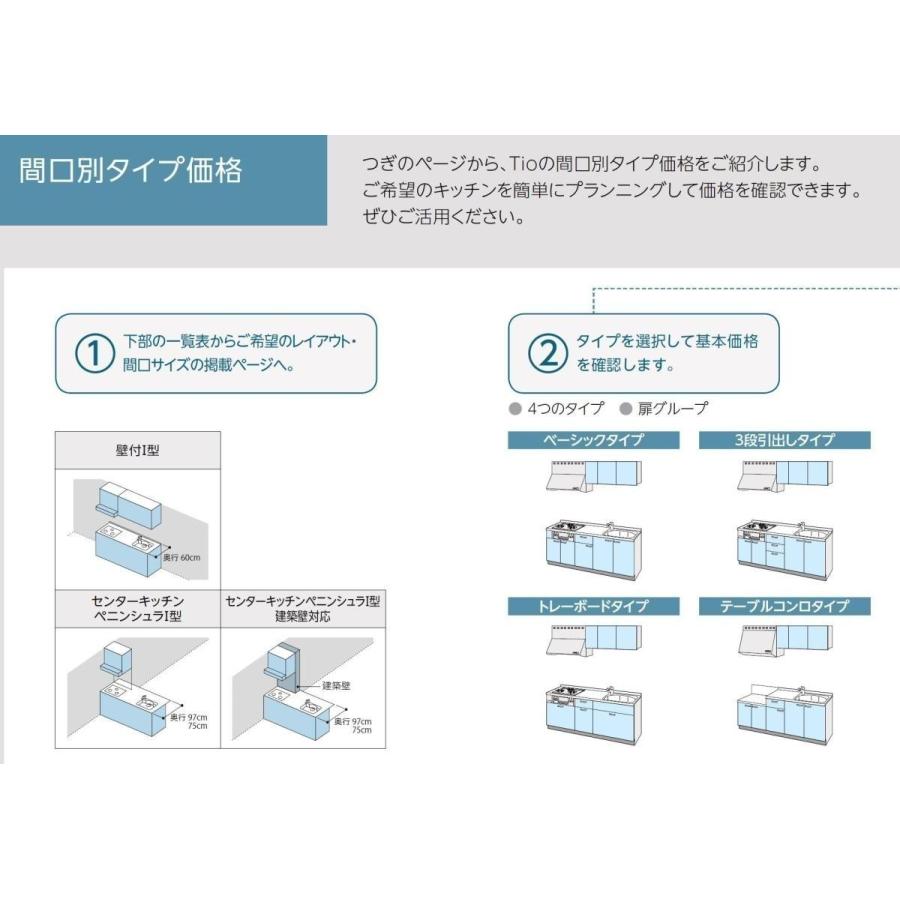 送料無料 LixiL Tio ティオ 壁付I型 W1950mm ベーシック 2口コンログリルなし コンパクトキッチン システムキッチン オプション対応 メーカー直送_6