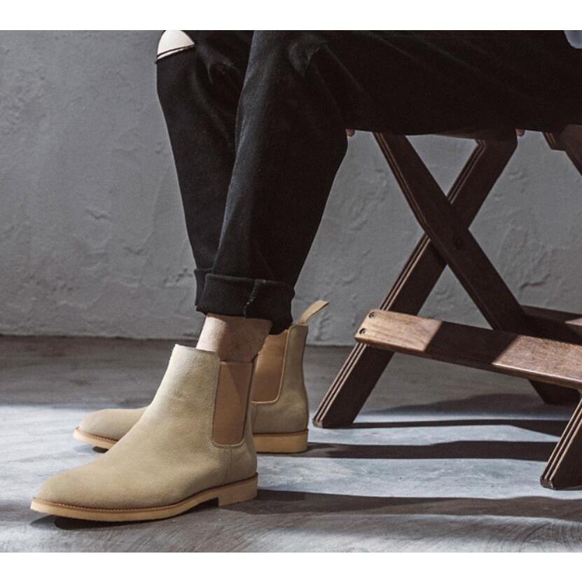 チェルシーブーツ メンズ ブーツ サイドゴア スエード調 ハイカット