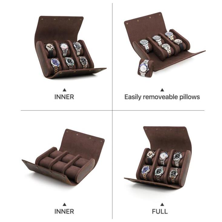 時計収納 本革 牛革 6本収納ウォッチケース 携帯用時計ケース