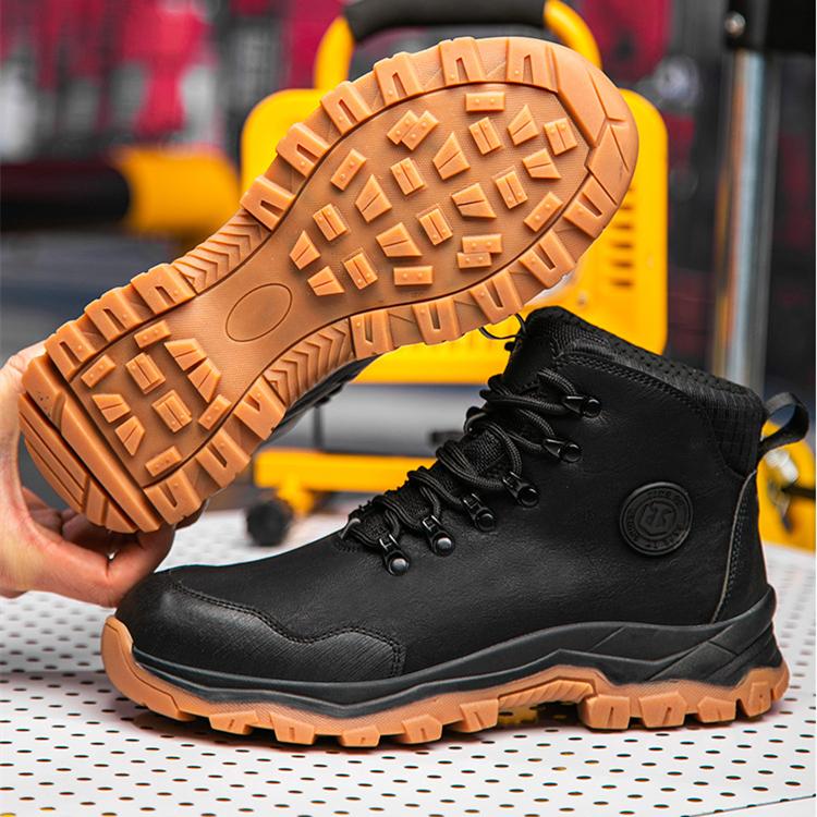 安全靴 作業靴 短靴 紐タイプ  安全シューズ ハイカット 安全スニーカー セーフティーシューズ 先芯入り 耐滑 耐衝撃 耐摩耗 防水 軽量 つまさき保護 黒 | 