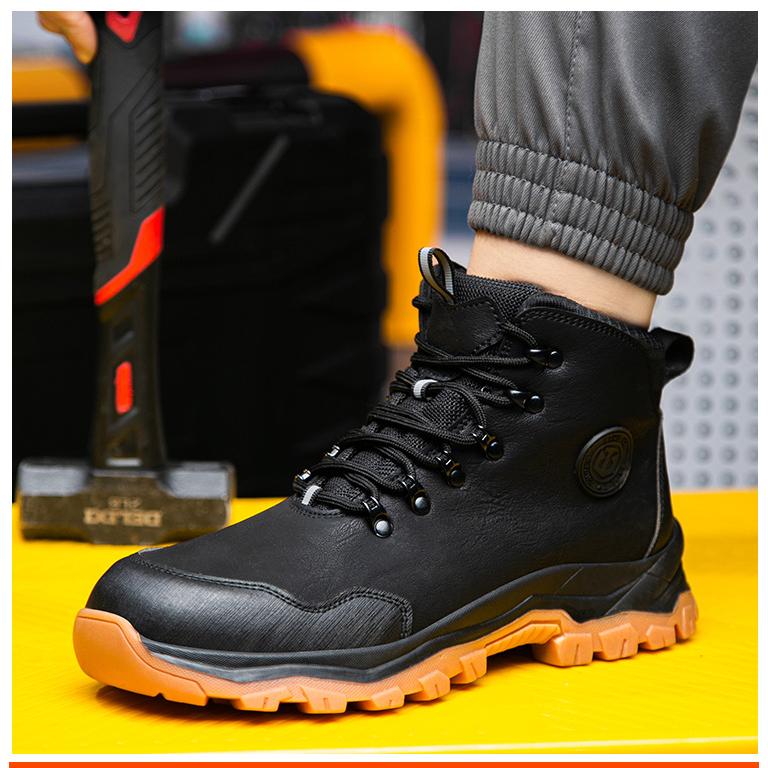 安全靴 作業靴 短靴 紐タイプ  安全シューズ ハイカット 安全スニーカー セーフティーシューズ 先芯入り 耐滑 耐衝撃 耐摩耗 防水 軽量 つまさき保護 黒 |  | 01