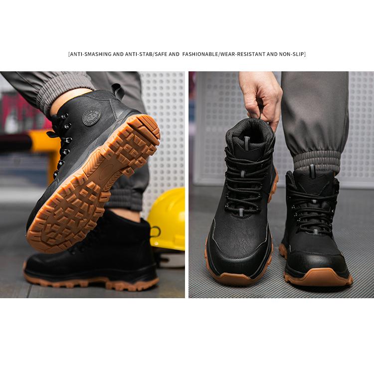 安全靴 作業靴 短靴 紐タイプ  安全シューズ ハイカット 安全スニーカー セーフティーシューズ 先芯入り 耐滑 耐衝撃 耐摩耗 防水 軽量 つまさき保護 黒 |  | 02