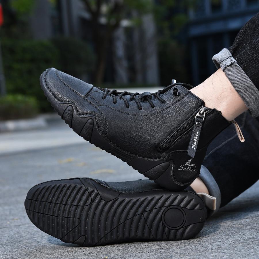 新作 秋冬 メンズ ハイカット レザー スニーカー ドライビングシューズ サイドジップ カジュアル おしゃれ 軽量快適 通勤靴 10色 |  | 15