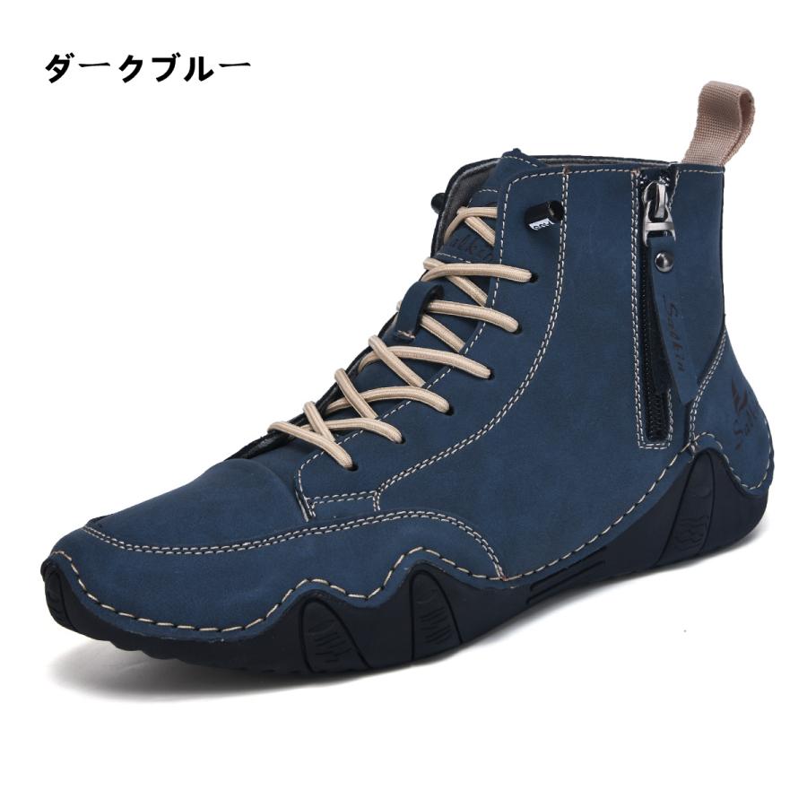 新作 秋冬 メンズ ハイカット レザー スニーカー ドライビングシューズ サイドジップ カジュアル おしゃれ 軽量快適 通勤靴 10色 |  | 02