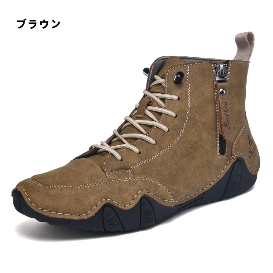 新作 秋冬 メンズ ハイカット レザー スニーカー ドライビングシューズ サイドジップ カジュアル おしゃれ 軽量快適 通勤靴 10色 |  | 06