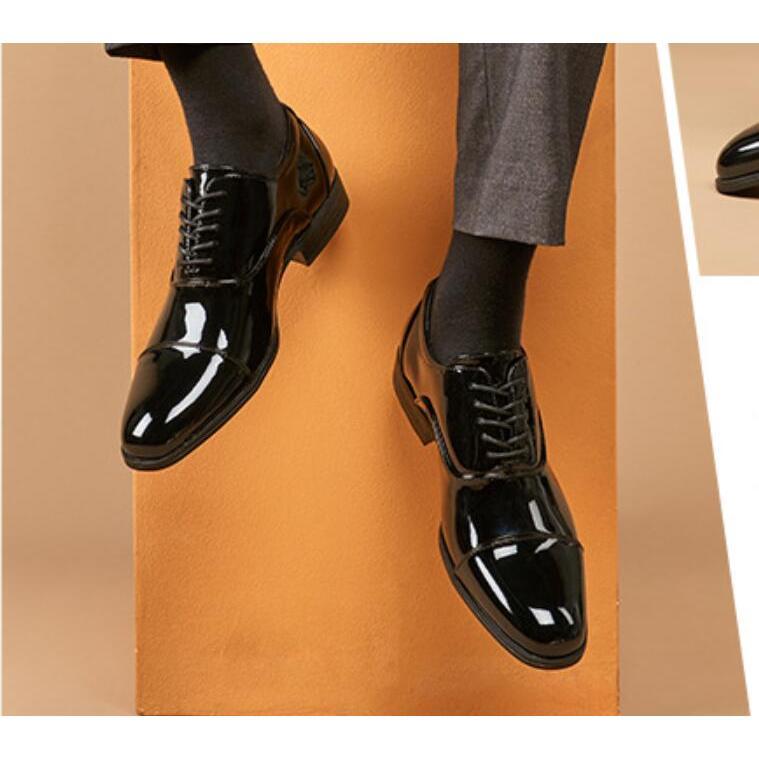 ビジネスシューズ メンズ 革靴 エナメル 高級紳士靴 ストレートチップ