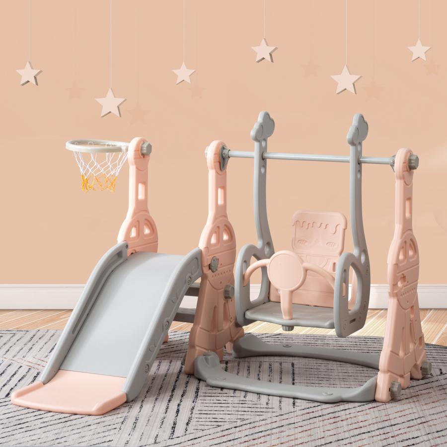 滑り台 すべり台 幼児用滑り台とブランコセット　バスケットゴール　ブランコ三段階調整可　遊具 室内遊具　室外　屋内 家庭用 大型遊具 プレゼント | 