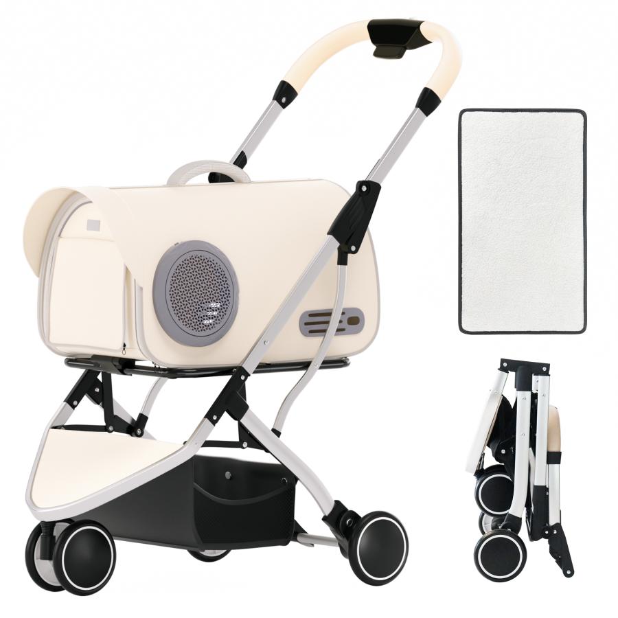 ペットカート 猫犬 ベビーカー アルミ 分離型 収納 コンパクト 3Way 折りたたみ 前輪360°回転 後輪ブレーキ付 飛び出し防止 軽量 外出便利 組み立て簡単 |  | 02