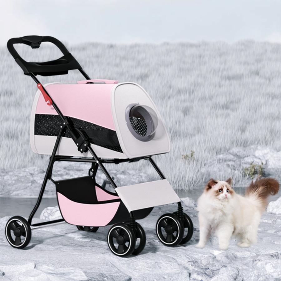 ペットカート 猫犬 ベビーカー アルミ 分離型 収納 コンパクト 3Way 折りたたみ 4輪 前輪360°回転 後輪ブレーキ付 飛び出し防止 外出便利 組み立て簡単 |  | 11
