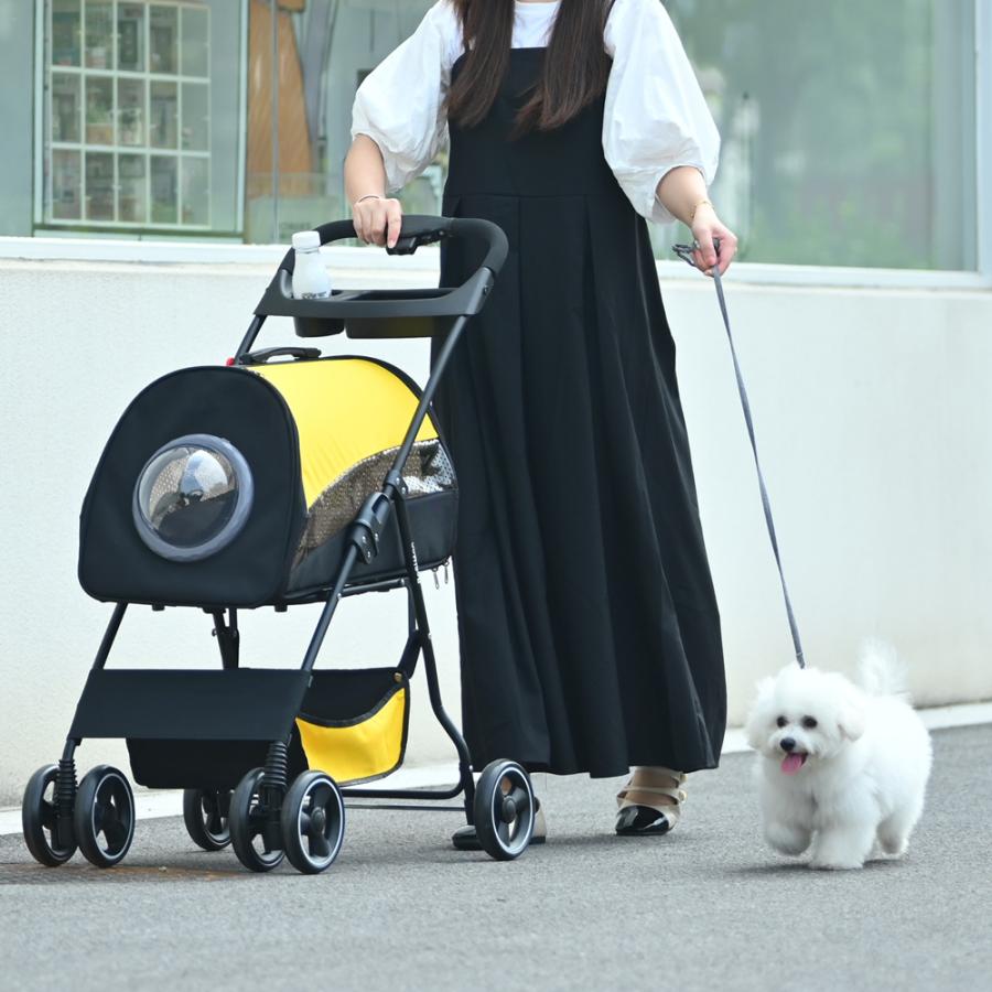 ペットカート 猫犬 ベビーカー アルミ 分離型 収納 コンパクト 3Way 折りたたみ 4輪 前輪360°回転 後輪ブレーキ付 飛び出し防止 外出便利 組み立て簡単 |  | 12