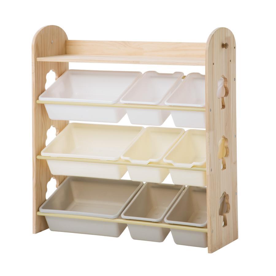 【人気商品】おもちゃ収納4段ラック 子ども用家具　天然木 天然木 おもちゃ収納4段ラック 子ども用家具 絵本棚 木製 収納